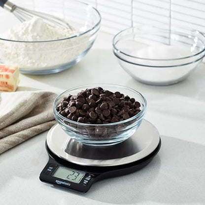 Digital Kitchen Scale with LCD Display, Batteries Included, Weighs up to 11 pounds, Black and Stainless Steel