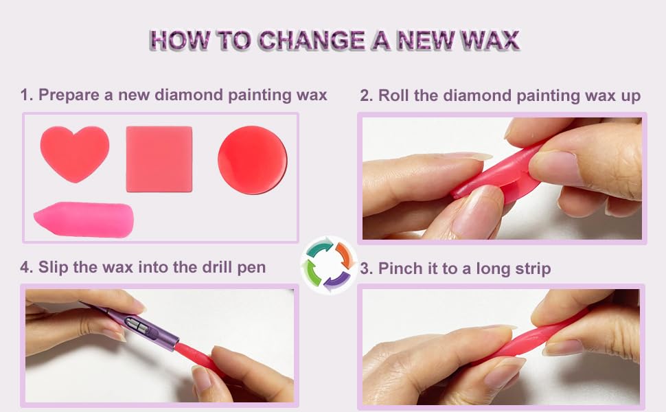 Diamond Art Painting Pen Refillable Wax, Diamond Paint Accessories Refillable Wax Pen Self-Stick Drill Pens with Metal Correction Plate for Art DIY Craft - B18