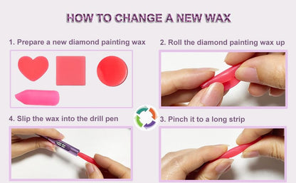 Diamond Art Painting Pen Refillable Wax, Diamond Paint Accessories Refillable Wax Pen Self-Stick Drill Pens with Metal Correction Plate for Art DIY Craft - B18