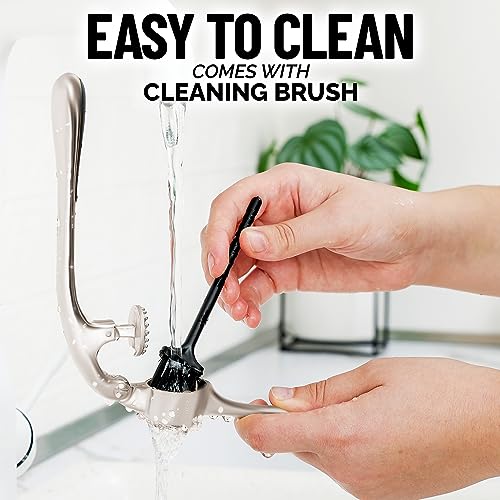 Kitchen Premium Garlic Press Set - Rust Proof & Dishwasher Safe Professional Garlic Mincer Tool - Easy-Squeeze, Easy-Clean with Soft, Ergonomic Handle - Silicone Garlic Peeler & Brush (Silver)