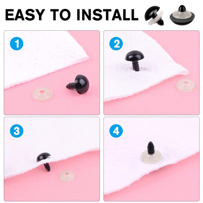 700PCS Safety Eyes for Crochet,6-22mmColorful Glitter Noses with Washers Stuffed Animals Amigurumi Craft Doll Making Teddy Bear Toy