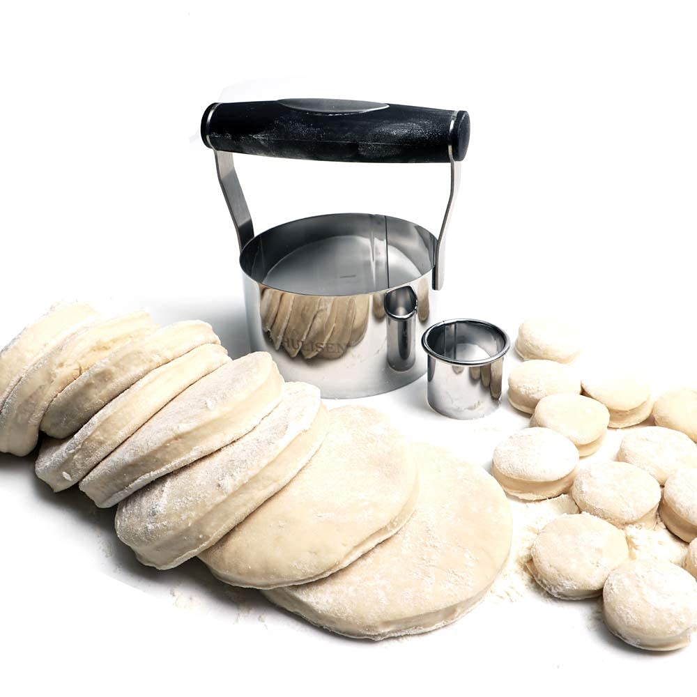 3 inch Biscuit Cutter, Stainless Steel Round Cookies Cutter with Soft Grip Handle, Gift Package