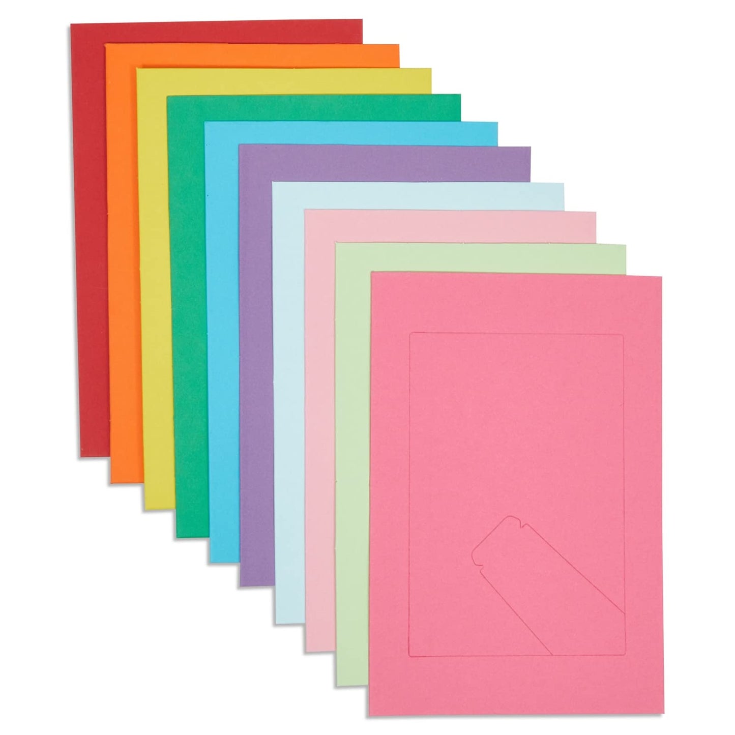 50 Pack Colorful 4x6 Paper Picture Frames, Cardboard Photo Easels for DIY, Classroom Crafts, 10 Rainbow Colors