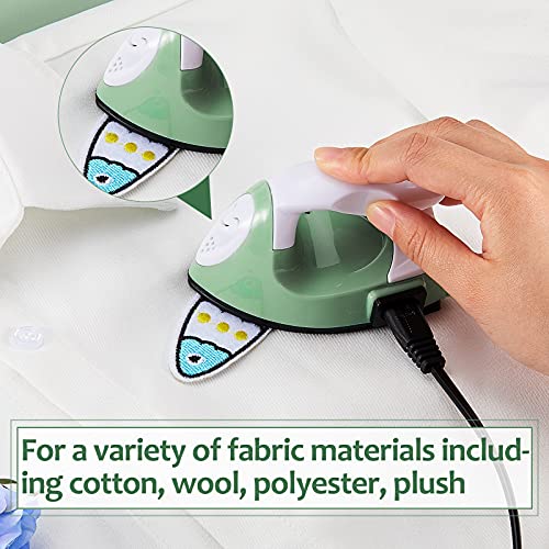 Mini Craft Iron Mini Heat Press Small Portable Tiny Iron with Charging Base Accessories for Fuse Beads Patch DIY Shoes T-Shirts Heat Transfer Vinyl Projects(Green)