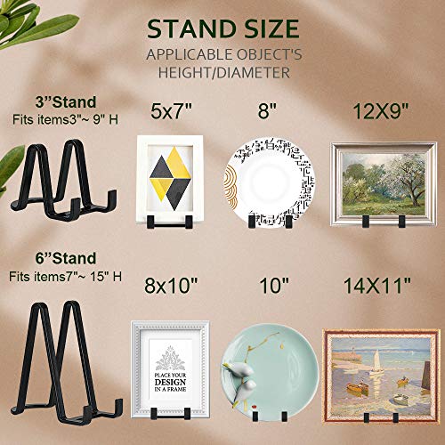 Plate Stands for Display - Plastic Easel Stand Plate Holder Display Stand Picture Frame Stand for Pictures | Photo|Decorative Plate |Dish | Tabletop Art - 3 inch-Black