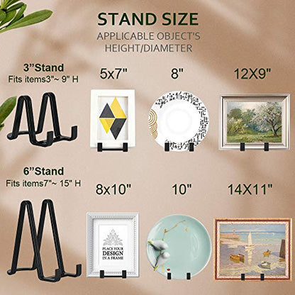 Plate Stands for Display - Plastic Easel Stand Plate Holder Display Stand Picture Frame Stand for Pictures | Photo|Decorative Plate |Dish | Tabletop Art - 3 inch-Black