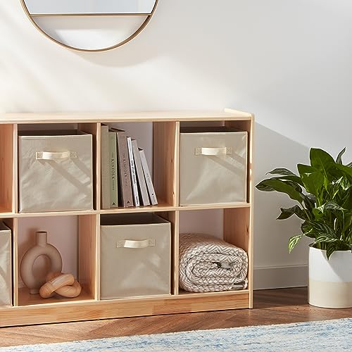 Cube Organizer Storage Bins Handles, Collapsible Fabric, Pack of 6, 10.5"x10.5"x11", Beige