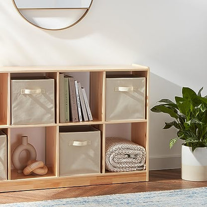 Cube Organizer Storage Bins Handles, Collapsible Fabric, Pack of 6, 10.5"x10.5"x11", Beige