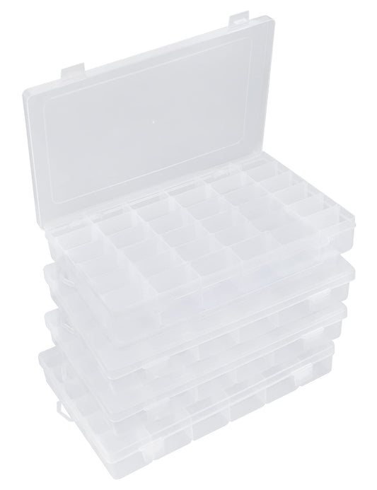 Bead Organizer 36 Grids 4 Pack Clear Plastic Parts Organizer Box 3600 Tackle Box Craft Storage Compartment Divided Container