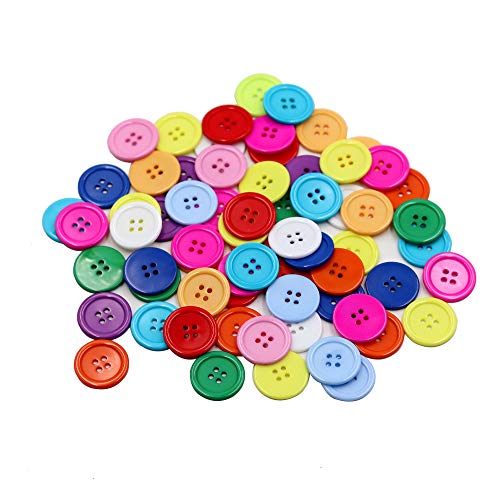 1 Inch Buttons Sewing Flatback Resin Button 12 Mixed Colors Pack of 100
