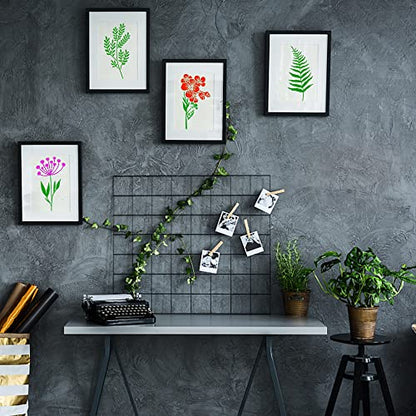 18Pcs Wildflower Stencils Flower Leaf Painting Stencils Reusable Wild Flower Stencil Plastic Art Drawing Templates DIY Crafts Plant Stencil for Painting on Wood Wall Door Canvas Home Decor