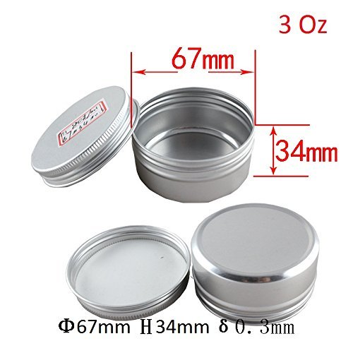 6-Packs 3 oz Screw Top Metal Tins Aluminum Tin Cans Gram Jar,90ml Empty Slip Slide Round Containers For Lip Balm,Salve,Crafts,Cosmetic,Candles,Storage Kit(90g)