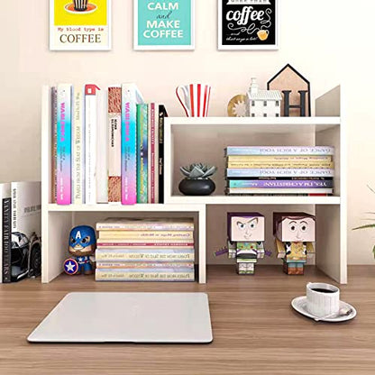 Desktop Bookshelf, Wood Adjustable Desktop Storage Organizer, Office Storage Rack, Display Shelf Rack, Desk Organizer