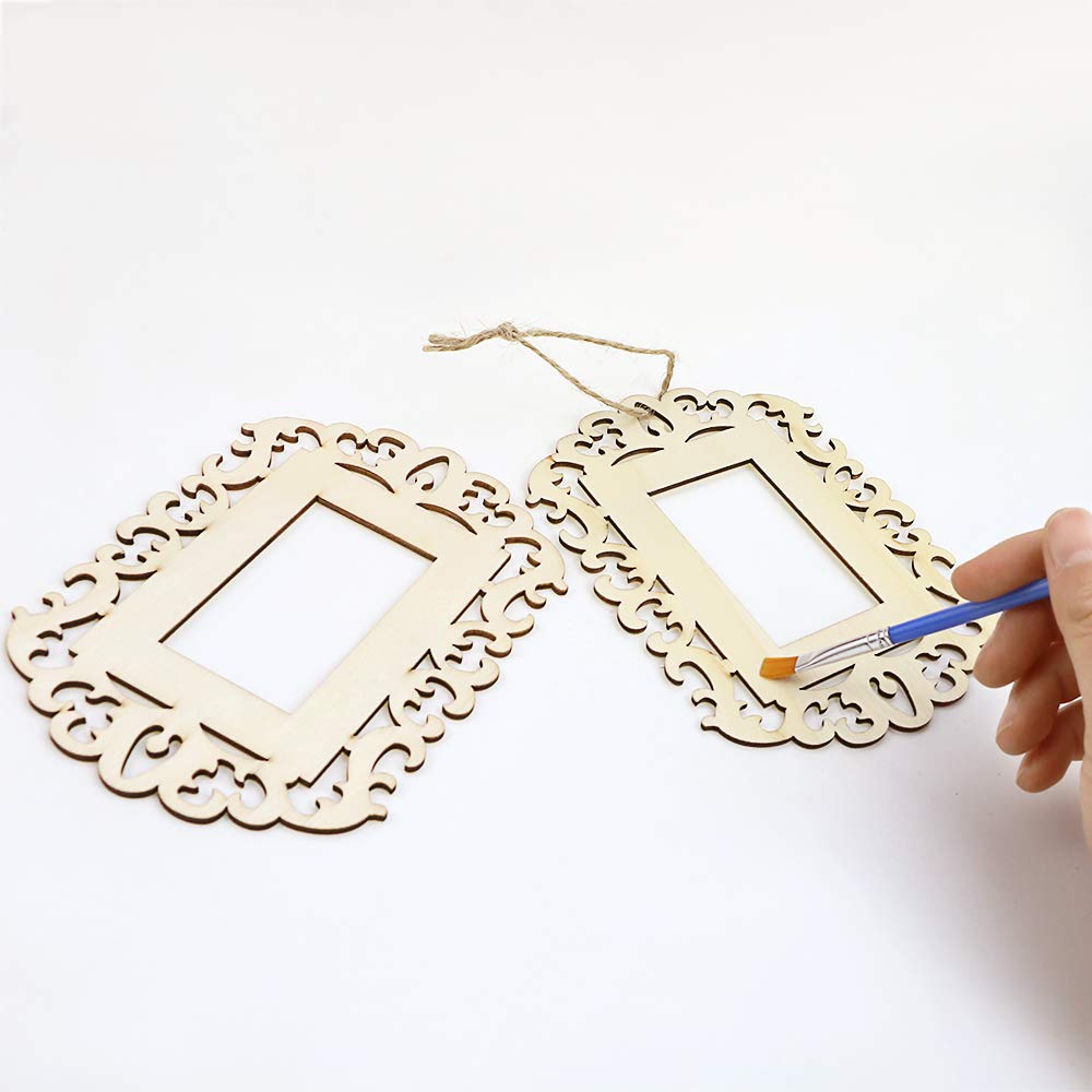 24 Pieces Unfinished Wood Picture Frames, 4.3 x 5.9 Inch Wooden Photo Frame with Jute Rope for Decoration, Crafts, DIY Painting Project, Display and Holds Pictures