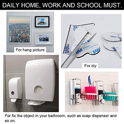 Double Sided Foam Tape Strong Pad Mounting,Black Self-Adhesive Tape Include Square Round and Rectangular(60Pcs)