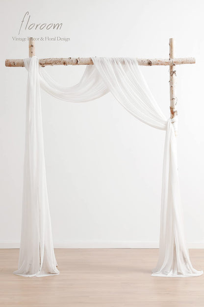 Wedding Arch Draping Fabric 2 Panels 20Ft White Chiffon Fabric Drapes Arbor Drapery Wedding Ceremony Reception Swag Decorations