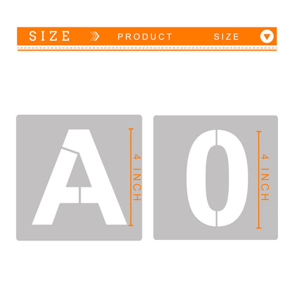 4'' Letter Stencils and Numbers Reusable Plastic, 36 Pc Alphabet Art Craft Stencils, Number Symbol Templates for Wood, Wall, Fabric, Rock, Chalkboard, Signage