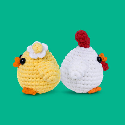 Beginners Crochet Kit, Amigurumi Crochet Animal Kit, Easy Learn to Crochet with Step-by-Step Video Tutorials, 3PCS The Chick Family for Kids & Adults