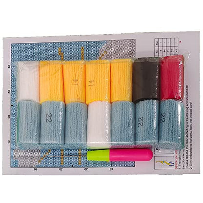 Latch Hook Kits Rug Panda Crochet Yarn Cushion Colour Pre-Printed Canvas Cover Rug Needlework DIY Hook and Latch Kit Christmas Home Decoration 30x30cm/12 X12inch