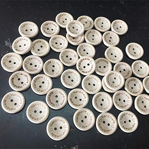100pcs Wooden Handmade Buttons, Assorted Wooden Sewing Buttons, 20mm