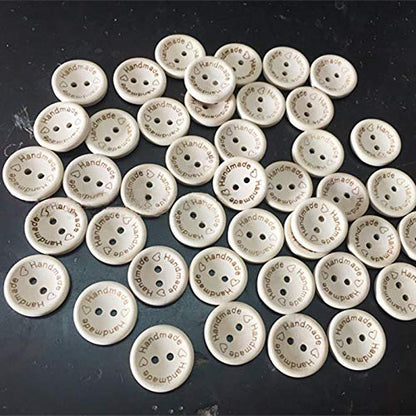 100pcs Wooden Handmade Buttons, Assorted Wooden Sewing Buttons, 20mm