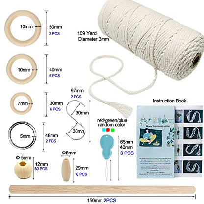 DIY Macrame Kit for Adults Beginners Craft for Making 3 Macrame Plant Hangers Macrame Wall Decor Macrame Supplies Wooden Beads Wooden Rings Metal Rings Macrame Kits for Starter