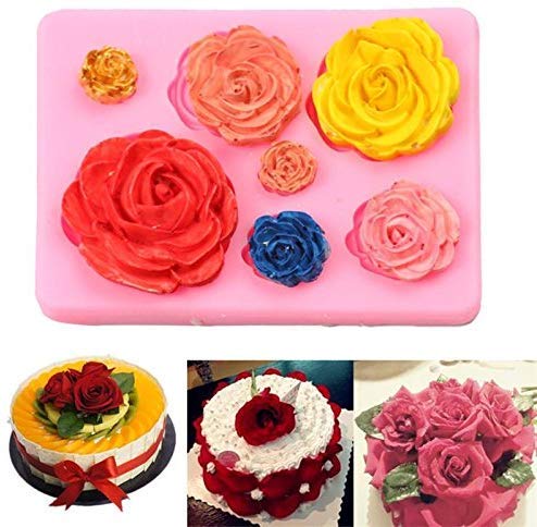 2PCS Rose Flowers silicone molds Cake Chocolate Mold wedding Cake Decorating Tools Fondant Sugarcraft Cake Molds
