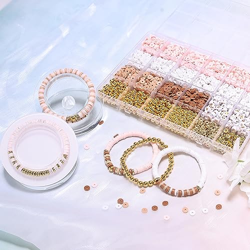 Bracelet Making Kit Friendship Golden Beads Clay Beads Jewelry&Bracelet Making Kit Charm Bracelet Maker Set with Letter Beaded Kit Birthday Gift