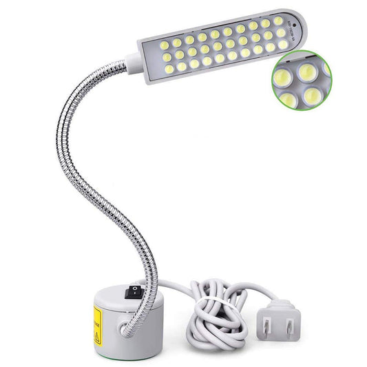 Sewing Machine Light LED Sewing Lighting (30LEDs) for Workbench Lathe Drill Press Flexible Gooseneck Arm Work Lamp with Magnetic Base 2Pcs Mounting Dics + 2 Pcs 3M Sticker