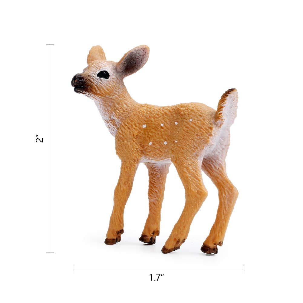 12Pcs Deer Figurines Cake Toppers, Deer Toys Figure, Small Woodland Animals Set of 12 Fawn