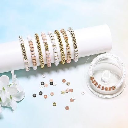 Bracelet Making Kit Friendship Golden Beads Clay Beads Jewelry&Bracelet Making Kit Charm Bracelet Maker Set with Letter Beaded Kit Birthday Gift