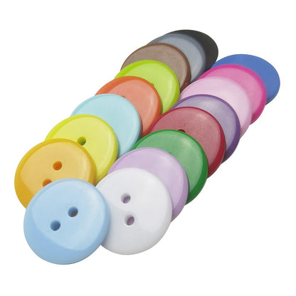 9/10"(23mm) Mix Lots 100pcs Resin Button Solid Color 2Holes Craft Clothes Sewing Cards Making Sweater Shirt (9/10"(23mm), Multi-Colored)