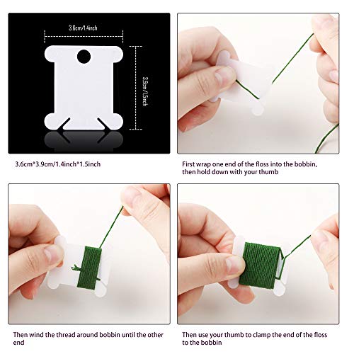 24 Skeins Friendship Bracelets Floss, Green Gradient Embroidery Floss, Cross Stitch Threads with 6 Floss Bobbins, 2 Embroidery Needles and 1 Needle Threader for Cross Stitch Project