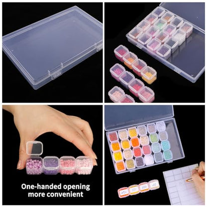 168 Slots 6pcs 28 Grids Diamond Painting Boxes Plastic Organizer, Bead Organizer