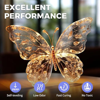 Epoxy Resin Kit 8 OZ, Clear Epoxy Resin (4 OZ×2), Fast Curing, Self Leveling, No Yellowing Casting Resin for Jewelry Making, Resin Molds, Flower Preservation, Easy Mix 1:1