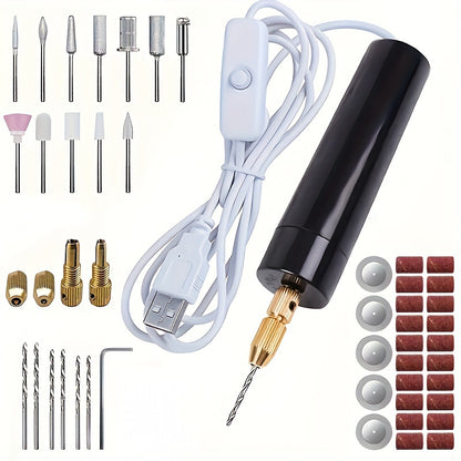 Lightweight Handheld Craft Tool, Cutting Grinding Engraving Polishing USB Mini Drill