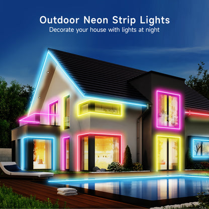 LED Neon Light 16.4 FT RGB with Remote Control 24V Controller Waterproof Flexible Neon Light