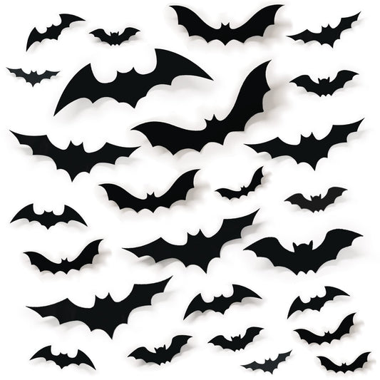 68Pcs Bat Wall Decor, Halloween Decorations 3D Bats Wall Decor Realistic PVC Bats Stickers for Outdoor DIY Home Decoration Party Supplies
