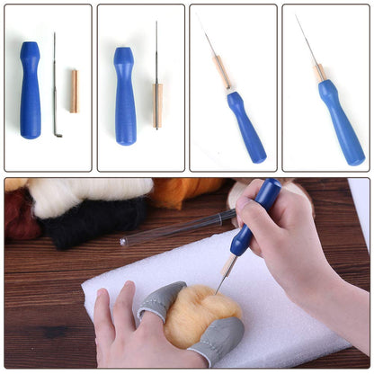 Needle Felting Kit, Needle Felting Starter Kit, 8 Colors Wool Roving Yarn with Wool Felt Tools for Beginners Spinning Felting Supplies, 8g/Color (Dark)