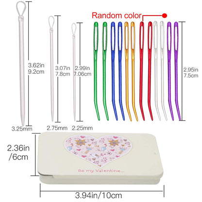 Yarn Needle, Bent Needle Tapestry Needle Set Wool Needles Large-Eye Blunt Needles Sewing Needles Weave Knitting Needles with Box (Random Color)
