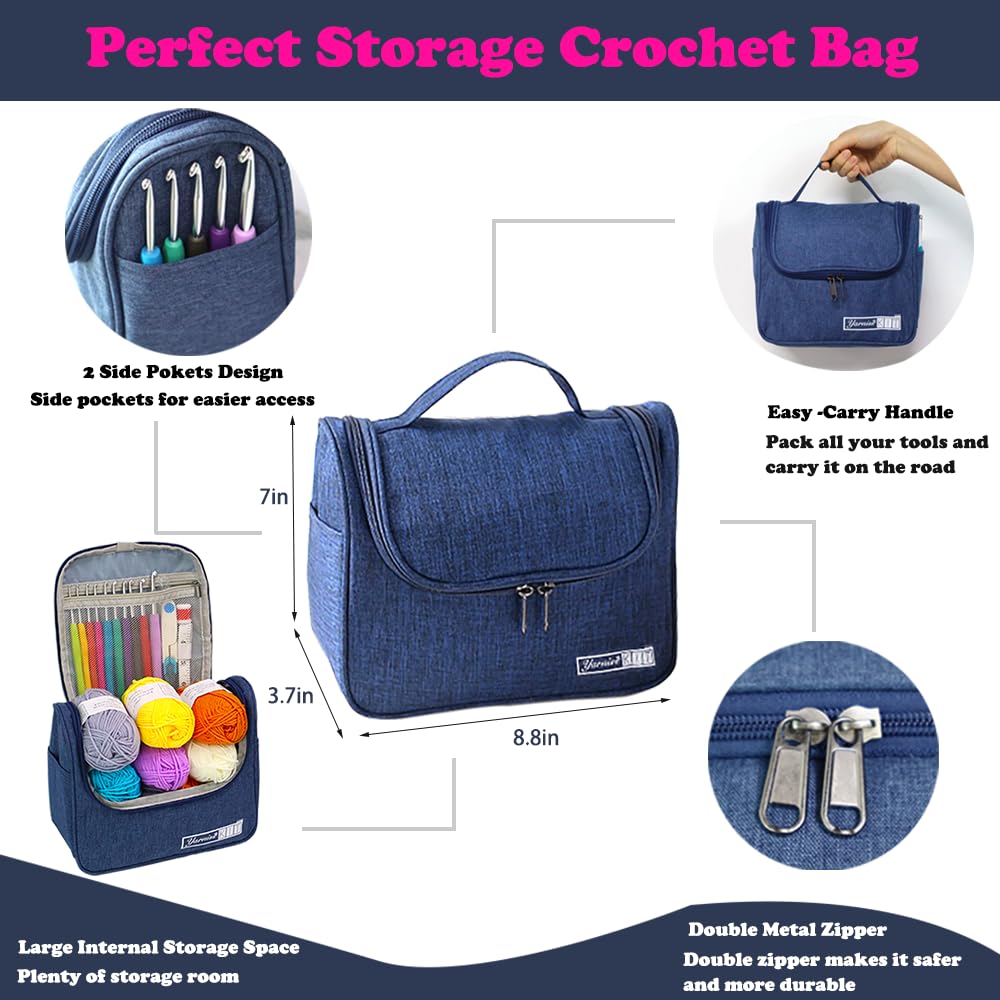 Crochet Kits for Beginners, All in One Crochet Kits with 840 Yards Crochet Yarn, 10 Size Ergonomic Crochet Hooks 2.0mm~6.5mm