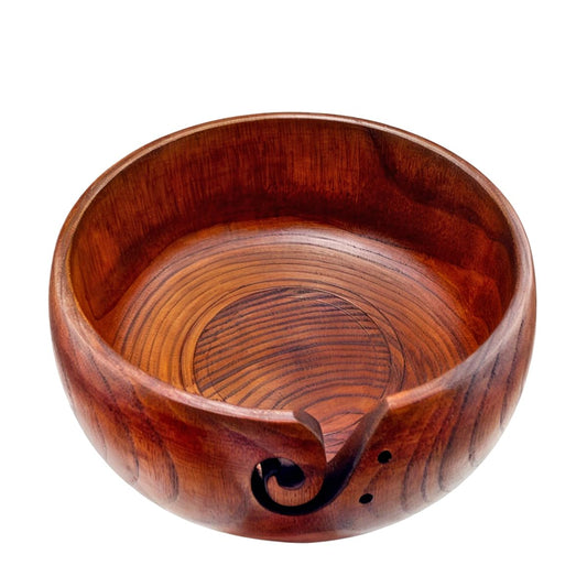 Wooden Yarn Bowl Knitting Yarn Bowls for Crocheting with Holes Knitting Bowl Storage,Perfect Handmade Craft Rosewood Crochet Bowl for Mother's Day and Christmas Gift 6.3''×3''