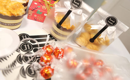 100 pcs./Pack Translucent Plastic Bags for Cookie,Cake,Chocolate,Candy,Snack Wrapping Good for Bakery Party with Stickers