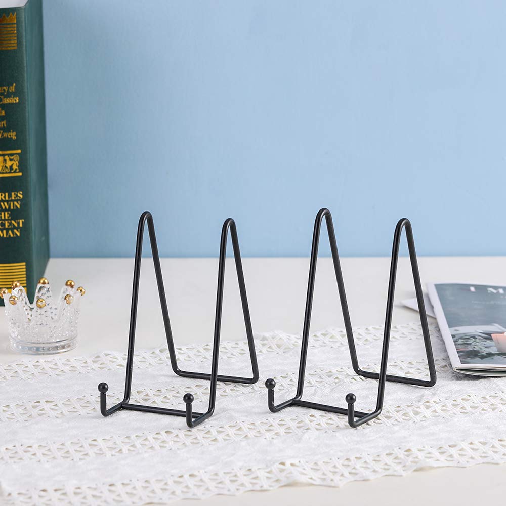 Plate Stands for Display - Iron Easel Stand Plate Holder Display Stand Picture Frame Stand for Pictures | Photo|Decorative Plate |Dish | Tabletop Art - 6 inch-Black(6 Pack)