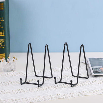Plate Stands for Display - Iron Easel Stand Plate Holder Display Stand Picture Frame Stand for Pictures | Photo|Decorative Plate |Dish | Tabletop Art - 6 inch-Black(6 Pack)