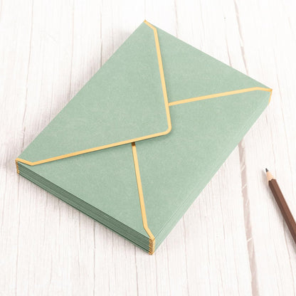 50 Pack Sage Green A7 Envelopes 5 x 7 Self-Adhesive V Flap Envelopes with Gold Border for Office, Greeting Card, Wedding, Graduation, Baby Shower, Parties, Invitations (Sage Green, 5x7)