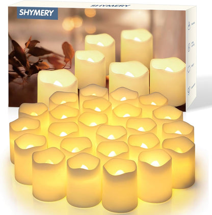 Flameless Votive Candles,Flameless Flickering Electric Fake Candle,24 Pack 200+Hour Battery Operated LED Tea Lights in Warm White for Wedding, Table, Halloween,Christmas Decorations 1.5"X1.7"