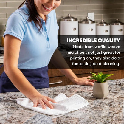 Sublimation Blanks | Premium Kitchen Towels | Waffle Weave Tea Towels | Polyester for Sublimation (16x24 Inches, Pack of 6)