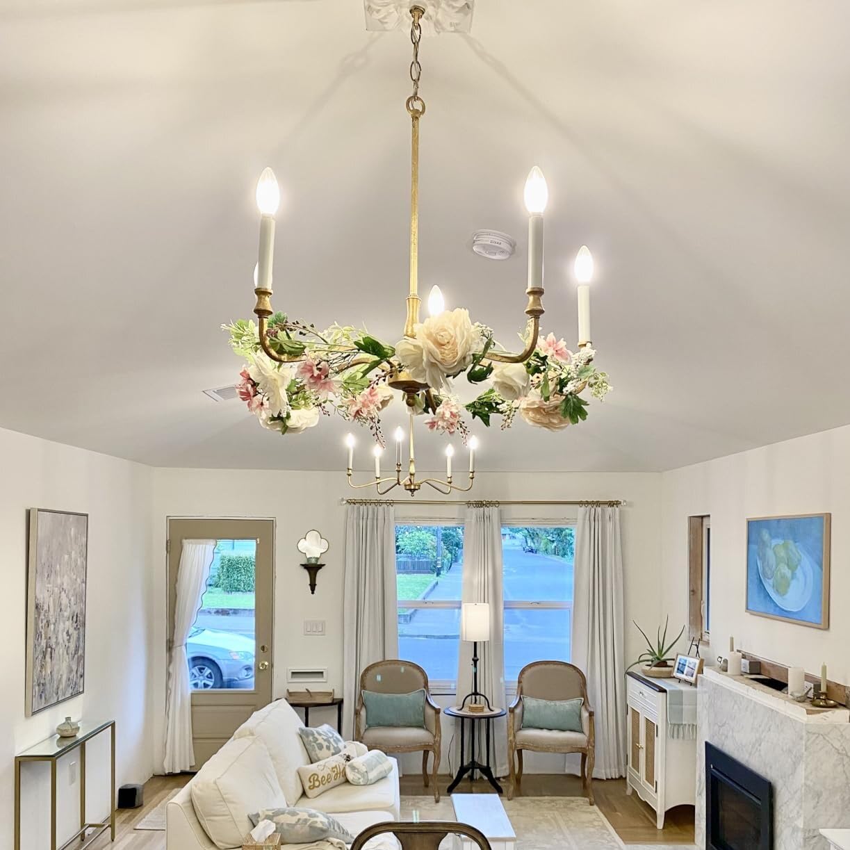 Peony Flower Garland, Rose Flower Swag, 6' Wedding Arch Flowers for Wedding Decor Home Table Runner Mantle Party Decor (Champagne Peony Garland)