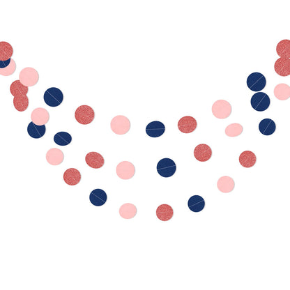 Navy-Blue Pink Rose-Gold Gender-Reveal Decorations - 52FT Party Streamers Garland Backdrop Banner Decor,Baby Bridal Shower Engagement Christmas Wedding Birthday Paper Streamer Lasting Surprise